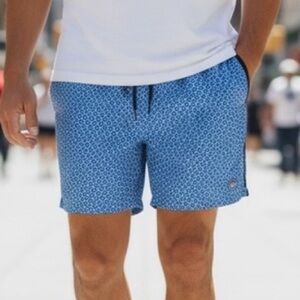 Peter Millar Seaside Blue White Swim Trunks Contrasting Liner XL